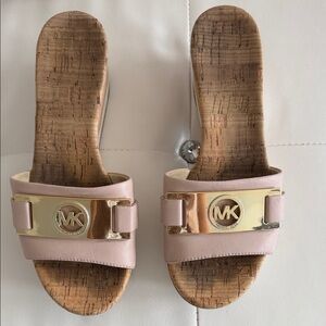 Michael Kors Blush and Gold Slide Sandals